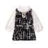 

uukiA Infant Girls 12-24 Months And 2-5 Years Long Sleeved Houndstooth Dress Fake Two Piece Small Fragrant Skirt