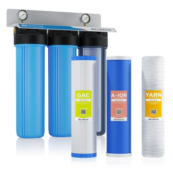 Max Water 3 Stage (Good for Well/Underground Water) 20-inch Water Filtration System for Whole House