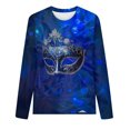 thumbnail image 4 of Cavosen Mardi Gras Womens Long Sleeve Blouses Carnival Shiny Mask Graphic Print Shirts Crewneck Party Festival Tops Loose Trendy Holiday Blouse Dressy Party Funny Tees Blue M, 4 of 4