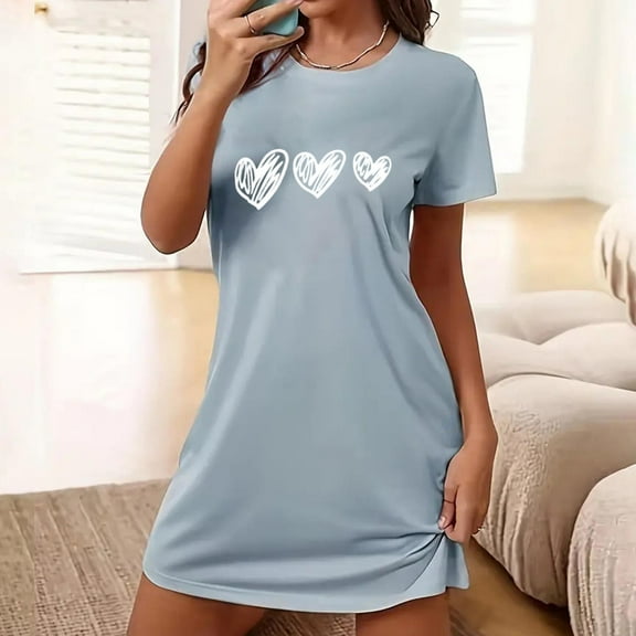 Leesechin Nightgowns for Women Short Sleeve Sleep Tee Pullover Night Shirts Sleep Shirt Soft Night Gown Sleep Dress