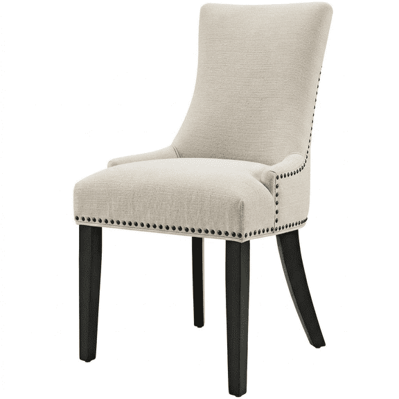 HDLNM Upholstered Fabric Dining Side Chair, Modern Elegant Chair with Solid Rubberwood Legs for Dining Room, Beige