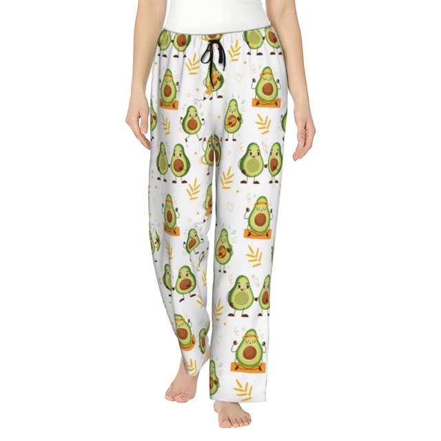 Fotbe Lovely Avocado Pantalones de Pijama para Mujer, Pantalones de Dormir, Pantalones Pj con Cordón y Bolsillos-Large