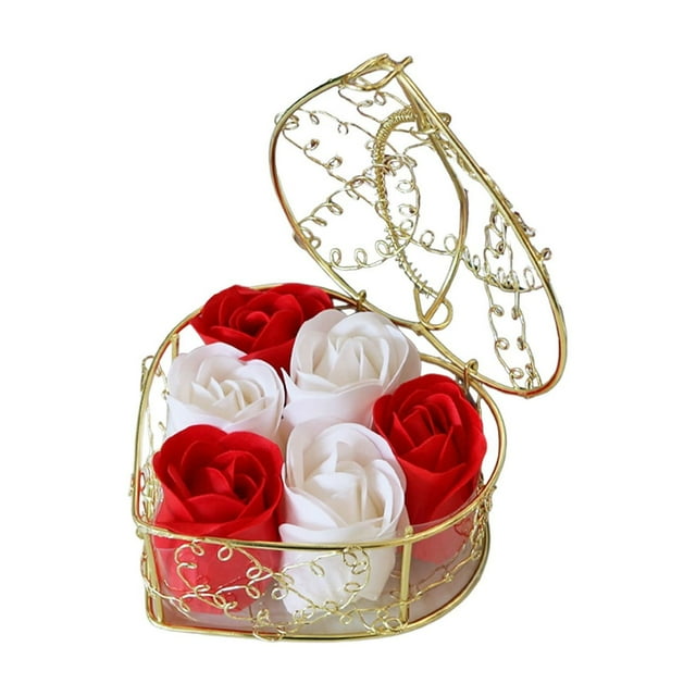 Red Ornament Featuring Soap Flowers In An Iron Basket For Decorative Purposes And Minor Cleaning Tasks With Exquisite Texture And Sturdy Build Suitable For Various Decorative Scenarios