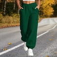 thumbnail image 2 of ZHYou No Boundarie Fleece Sweatpants for Women Casual Soft Stretch High Waist Cuffed Leg Loose Fall Winter Pants with Pockets,Army Green,Size 2XL, 2 of 7