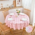 thumbnail image 2 of Pink Gingham Round Tablecloth-Checkered Table Cloth Waterproof Kitchen & Table Linens-Polyester Buffalo Plaid Wrinkle Free Table Cover(Baby Pink ), 2 of 7