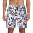 thumbnail image 2 of Picia Retro Butterfly pattern Mens Swim Trunks with Compression Liner Stretch Beach Shorts Quick Dry with Zipper Pockets No-Chafing Board Shorts-Large, 2 of 9