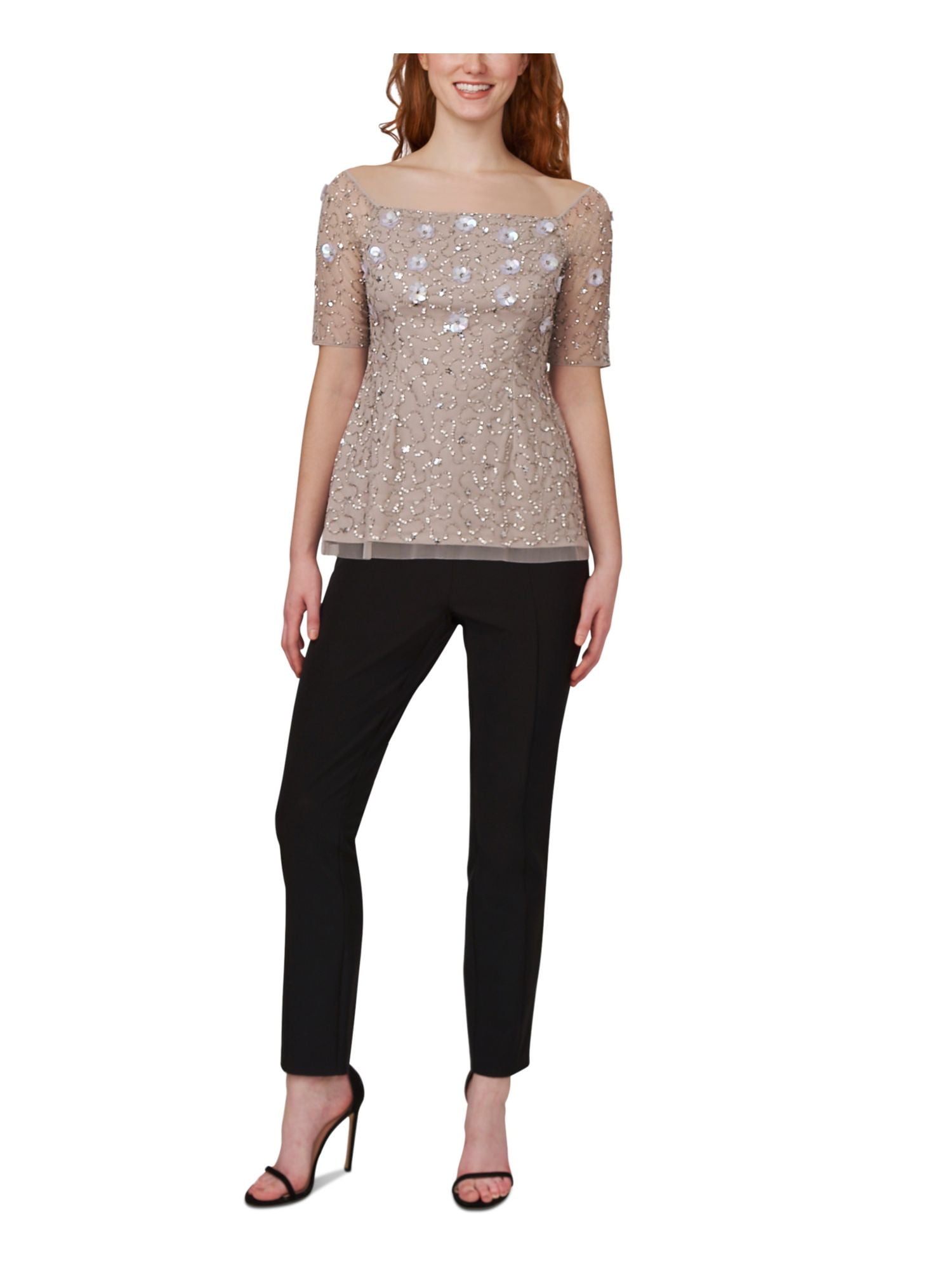 Alex Evenings Scoop Neck 3/4 Sleeve Floral Print