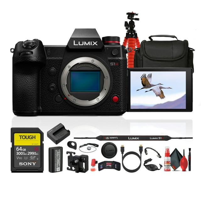 Panasonic Lumix S1H Full Frame Digital Mirrorless Video Camera + 64GB Memory Card + More