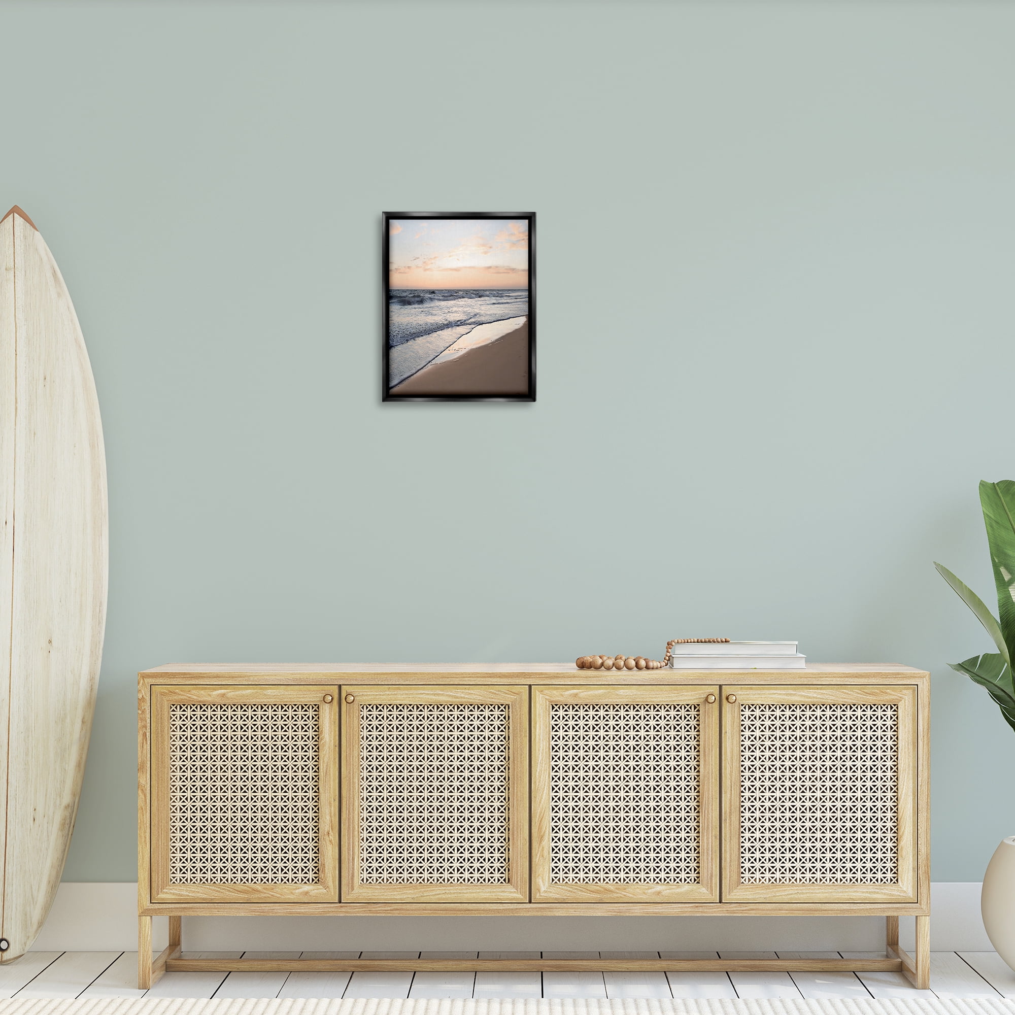 Stupell Industries Beach Tide at Sunset Nautical & Beach Photography Black Floater Framed Canvas Art Print Wall Art, 17 x 21