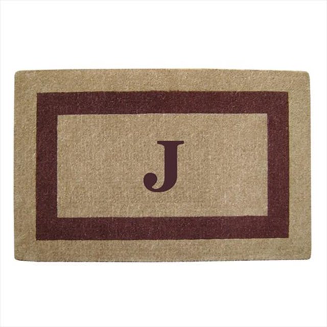Nedia Home 02083J Single Picture - Brown Frame 30 x 48 In. Heavy Duty Coir Doormat - Monogrammed J