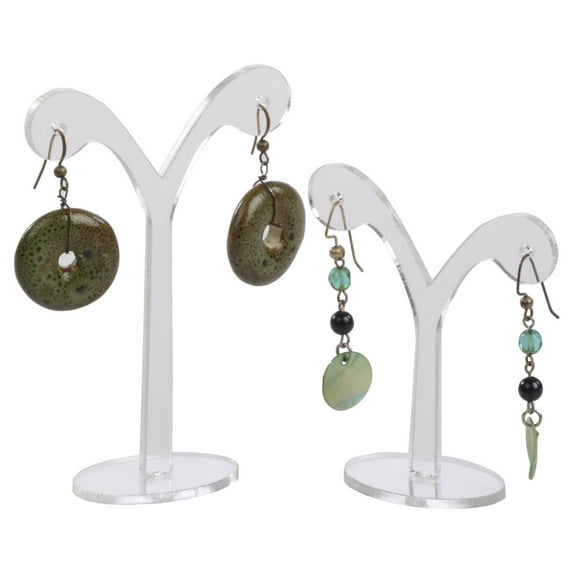 Earring Pair Holder Stand, 1 Pair, Tree Shaped, Clear Acrylic, Pack of 2 Includes 3 Large, 3 Small (EDSLTSCL)