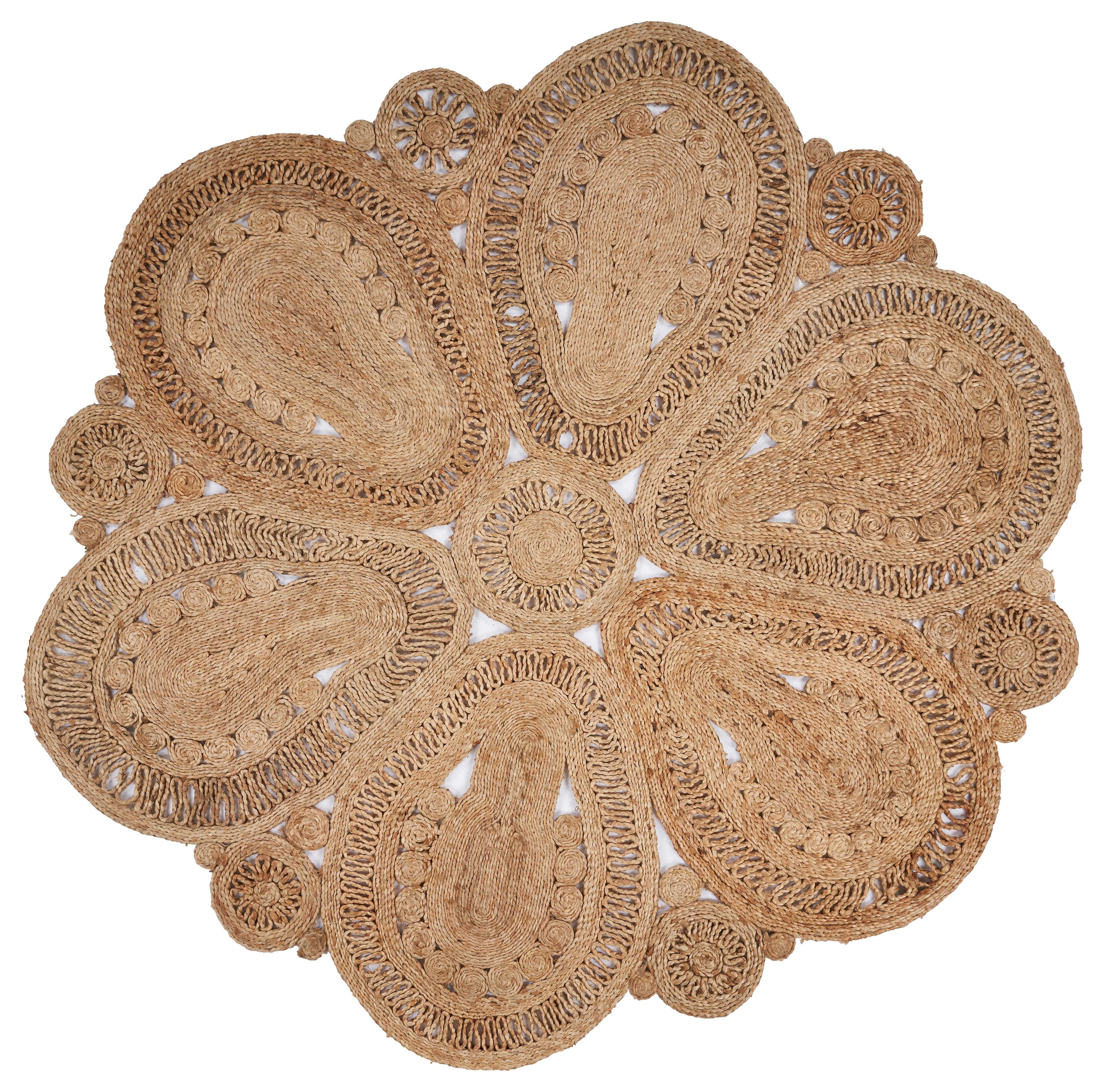 Harlow Hill Cora 6' Round Brown Solid Hand Braided Reversible Jute Indoor Area Rug