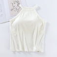 thumbnail image 2 of Womens Built-in Bra Halter Camisoles 2024 Summer Padded Workout Tank Crop Tops Casual Solid Sleeveless Sports Shirts, 2 of 5