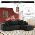 thumbnail image 6 of BedLuxury 102" Cloud Sectional Couch with L-Shape Chaise,Modern Modular Sofa with Deep Seat, Upholstered Couches for Living Room Bedroom,No Assembly Required, Black, 6 of 8