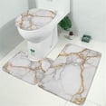thumbnail image 2 of White Marble Gold Line Pattern Bathroom Rugs Sets 3 Piece,Toilet Cover Set,Absorbent Non Slip Bathroom Mats Sets with U-Shaped Contour Rug Toilet Rug Set, 2 of 5