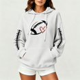 thumbnail image 2 of Women Waffle Knit Pullover Hoodie, Football Heart Graphic Long Sleeve Hooded Sweatshirt, Oversized Game Day Fan Top with Kangaroo Pocket for Sports Party Daily Fall Wear, 2 of 5