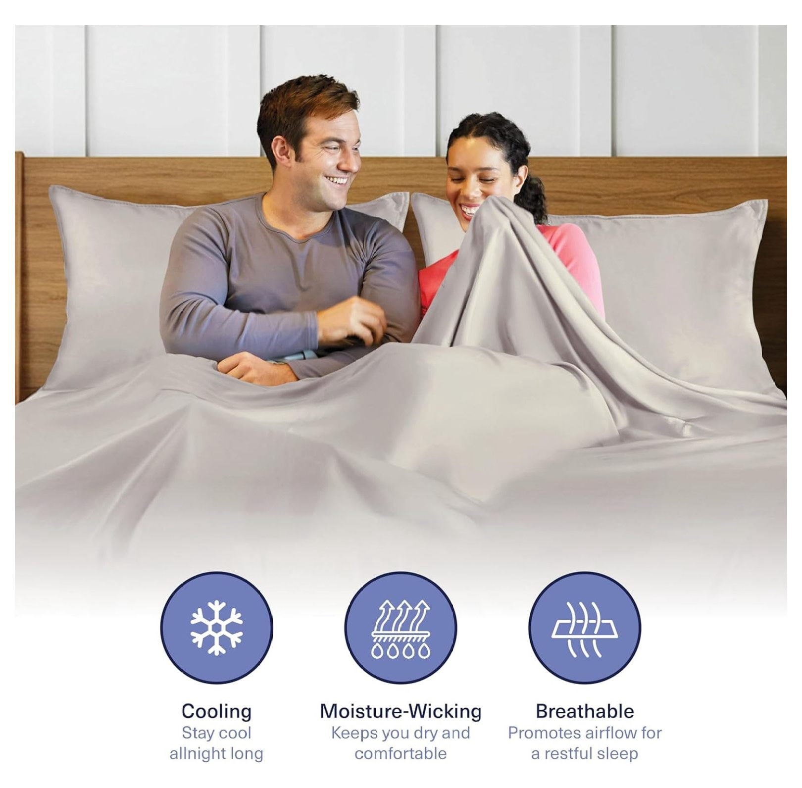 Kickoff Viscose Bamboo Fitted Sheet Queen Size, 100% Organic Cooling Sheets Fitted ONLY Viscose Bamboo Sheets Queen Size Bed Sheet for Hot , Extra Deep Pocket, 4 Corner Strap (Q, Dove Grey)