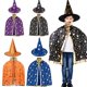 thumbnail image 2 of Sombreros de bruja de Halloween para niños, 2 piezas, capa de Mascarada, sombrero de mago, disfraz de Cosplay, fiesta de Halloween, decoración de vestido de lujo Fivean unisex, 2 of 2
