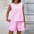thumbnail image 4 of NMMUED Women's Trendy 2 Piece Outfits Shorts Sets Summer Crew Neck Sleeveless Tank Top and Bottom Matching with Pockets 2026 Beach Vacation Clothes for Women Pink S, 4 of 9