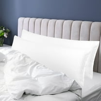 REGALWOVEN Brushed Microfiber Body Pillowcases Set of 2, Soft Breathable for Adults with Embroidery White Jumbo