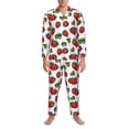 thumbnail image 3 of Lsque Hand Drawn Strawberry Pattern Long Sleeve Pajama Set for Men - Soft 2-Piece Sleepwear and Loungewear Set with Pockets, Comfy Nightwear-XX-Large, 3 of 7