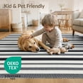 thumbnail image 4 of ODIKA 4'x6' Washable Area Rug Stain Resistant, Low Pile, Easy Care Striped Farmhouse Buffalo Plaid Grid With Modern Banded Border Accents for Dorm Room, Small Living, 4 of 7