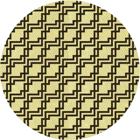 Ahgly Company Indoor Round Patterned Mustard Yellow Area Rugs, 7' Round