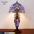 thumbnail image 2 of Tiffany Style Lamp W12H122 Inch Lavender Blue Purple Baroque Stained Glass Lampshade Antique Base S003C WERFACTORY Lamps Lover Gifts Living Room Bedroom Office Study Coffee Table Lighting Art Gifts, 2 of 7