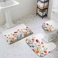 thumbnail image 3 of Farmhouse Floral Bathroom Rugs Set Nature Colorful Wildflower Spring Botanical Non Slip Absorbent Soft Bath Mats 3 Piece Set with Bathroom Rug, U-Shaped Floor Mat, Toilet Seat Cover Large Size, 3 of 9