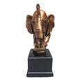 thumbnail image 2 of Safari Auspicious African Elephant With Trunk Raised Bronzed Statue With Base, 2 of 5