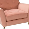 thumbnail image 5 of Accent Velvet Armchair, Modern Upholstered Leisure Chair Club Chair with Button Tufted Backrest and Square Armrest, Lazy Chair Single Chair for Living Room, Pub, Office, Pink, 5 of 8
