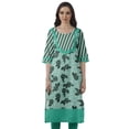 thumbnail image 1 of Moomaya Robes Indiennes pour Femmes Décontractées Été Imprimé Manches 3/4 Longue Kurta, 1 of 6