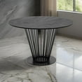thumbnail image 4 of 47 Inch Dining Table- Round Top- Modern Black Iron Metal Pedestal Base, 4 of 6