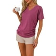 thumbnail image 4 of INSPIRE CHIC Women's Pajama Tops Soft Comfy Pajama Shirts V-Neck Short Sleeve Sleep Tops XL Red, 4 of 5