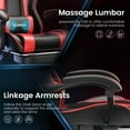 thumbnail image 5 of Massage Gaming Chair, Seenda Video Game Chair with Footrest and Lumbar Support, Ergonomic Computer Chair Height Adjustable with Swivel Seat and Headrest, Red, 5 of 10