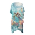 thumbnail image 3 of SCRAWLGOD Sea Turtle Floral Print Beach Cover Ups for Women Open Front Flowy Bathing Suit Cover Up Lightweight Quick Dry Swimsuit Coverup for Pool Party, 3 of 6