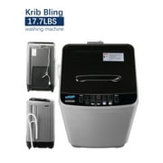 KRIB BLING 17.7 Lbs Full-Automatic Washing Machine, Portable Laundry Washer with Drain Pump, 10 Washing Programs & 8 Water Levels with LED Display, Gold