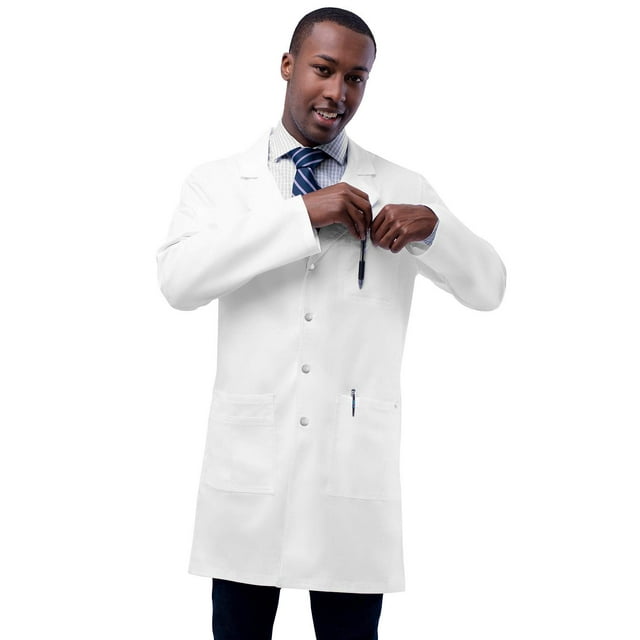 Adar Manteau de Laboratoire Universel Unisexe Extensible - 36" Snap Front Lab Blouse - 3308 - Blanc - 3X