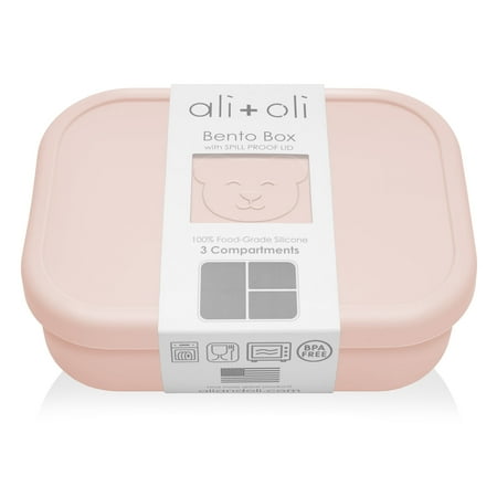 Ali+Oli Silicone Bento Box (Blush) Lunch Box for Kids, Toddlers, Preschoolers & Adults | BPA-Free and Spill-Proof | Ideal for School, and On-the-Go Meals| Perfect for Lunch, Snacks, and Meals