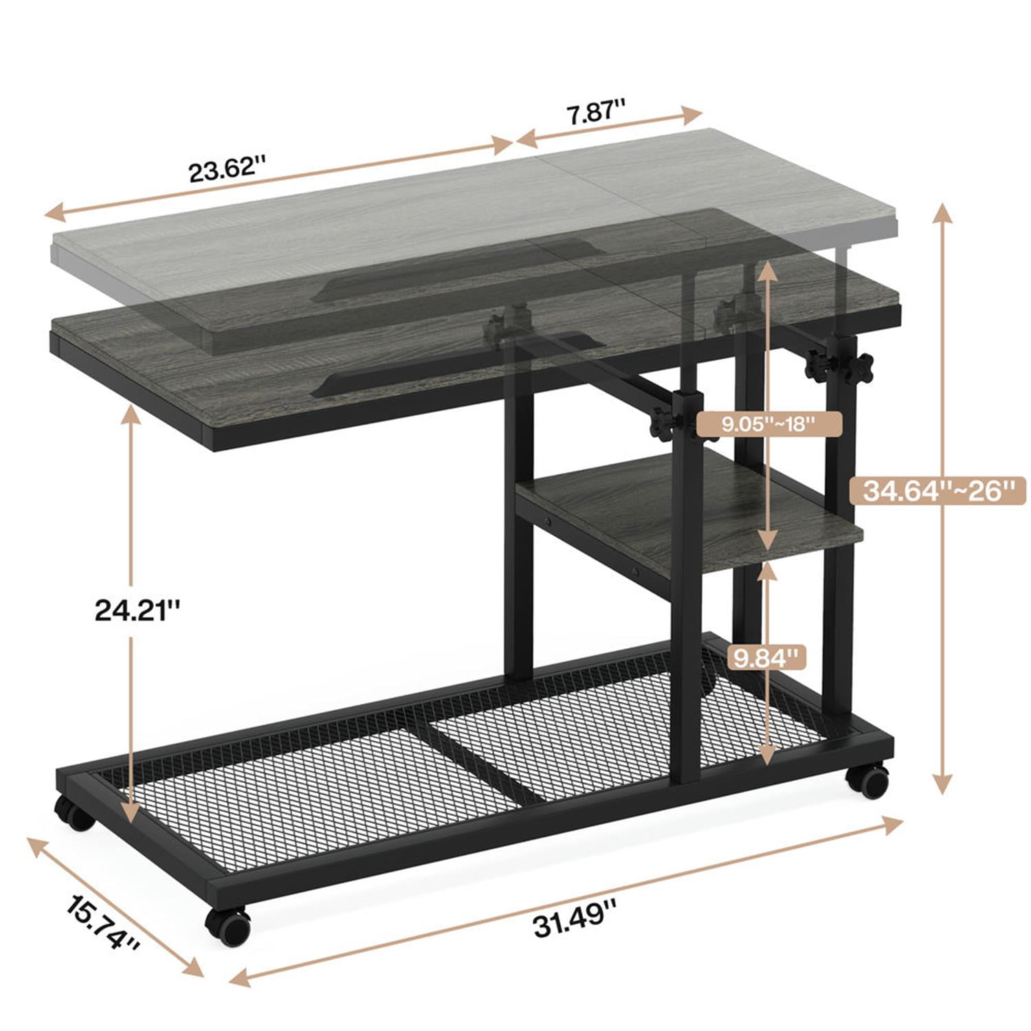 Demi Bonn Modern L Shaped Gaming Desk, 83" Industrial Corner Executive Desk with Mobile File Cabinet for Home Office, Black