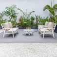 thumbnail image 3 of LeisureMod Walbrooke Modern Aluminum 5-Piece Patio Conversation Set with Outdoor Round Fire Pit Table with Slats Design & Side Table Tank Holder And Beige Cushions, 3 of 19