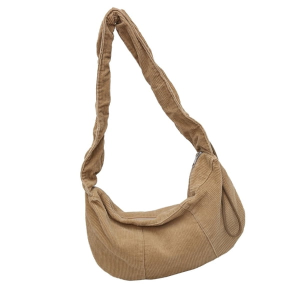 Corduroy Crescent Shoulder Bag Women's Crossbody Handbag Large Casual Satchel