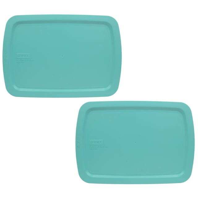 Pyrex C233PC Turquoise Plastic Rectangle Replacement Lid Cover (2Pack)