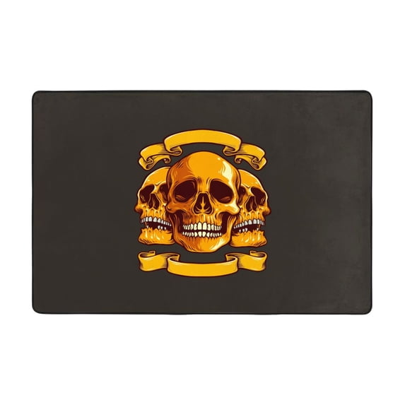 XMXT Non-Slip Area Rug, Gold Skeleton Badge Polyester Rugs for Living Room, 72 x 48 inches