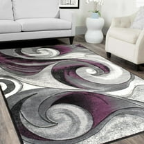 Handcraft Rugs-Swirls Abstract Design Modern Contemporary Hand Carved Area Rug-Silver/Purple/Gray/Black