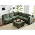 thumbnail image 6 of Advwin Oversized Modular Sectional Sofa, Convertible 6 Seat Plush Chenille Couch with Storage Ottoman, Modern Comfy L-Shaped Sofa Sleeper for Living Room, Green, 6 of 15