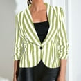 thumbnail image 2 of NaWent Flash Deals Women's Blazer Casual Work office Open Front Striped Blazer Striped 3/4 Sleeve Lightweight Fashion Jacket Green 10(XL), 2 of 5