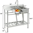 thumbnail image 2 of Garvee Double Bowl Utility Sink with Hot & Cold Faucet,Stainless Steel Kitchen Sink with Storage Shelves for Restaurant, Cafe, Bar, Hotel, Garage, Laundry Room, 2 of 9