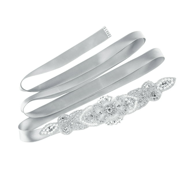 Unique Bargains Perles de Strass Femmes Décor Ruban de Satin Ceinture de Mariage