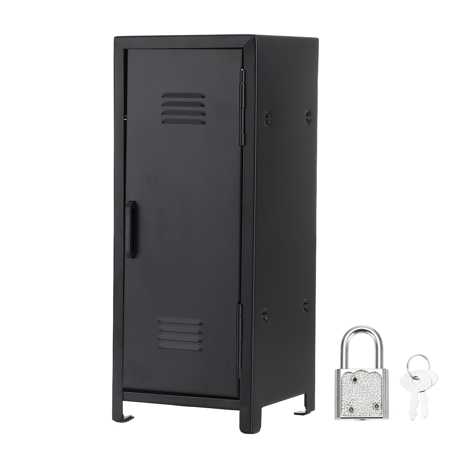 Metal Mini Locker with Lock and Key Silver -10.75